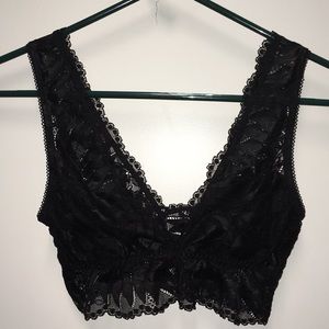 Aerie deep v black lace bralette S